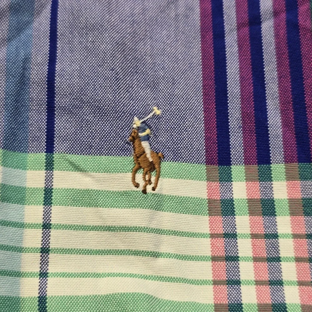 Polo Ralph Lauren Plaid Oxford Long Sleeve Button Shirt Men Size 2XLT Flesh Pony